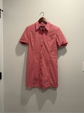 Kasper Red Gingham Midi Shirt Dress